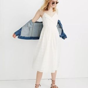 Ivory Embroidered Pleated Wrap Dress